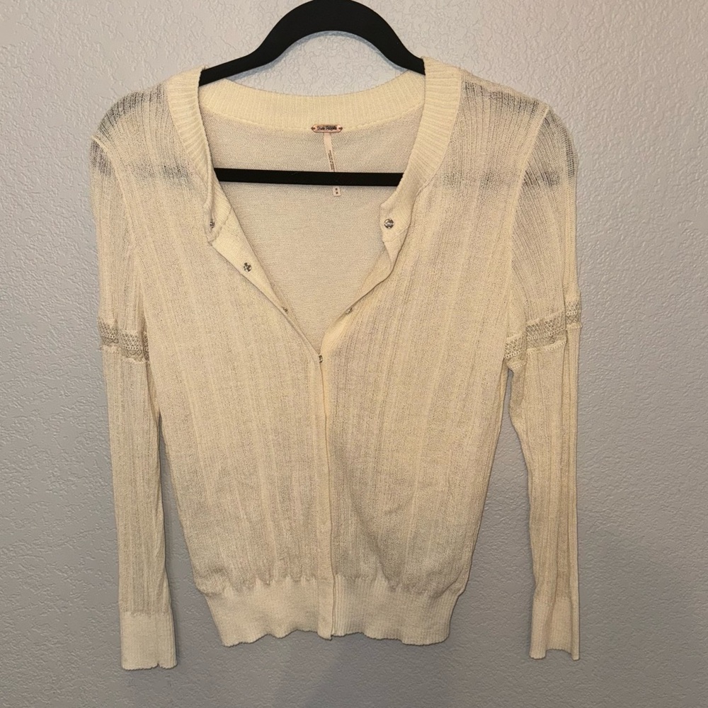 Free People Ivory Knit Cardigan Size M